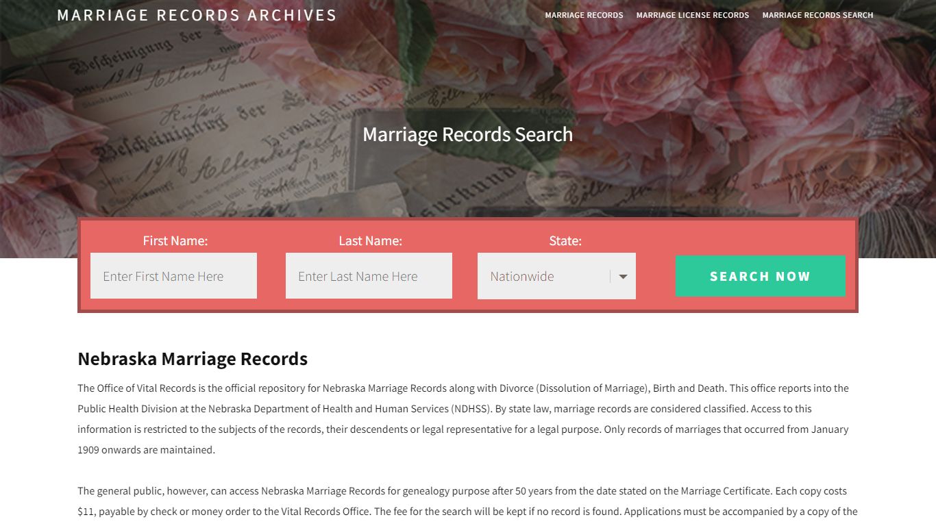 Nebraska Marriage Records | Enter Name and Search | 14 Days Free